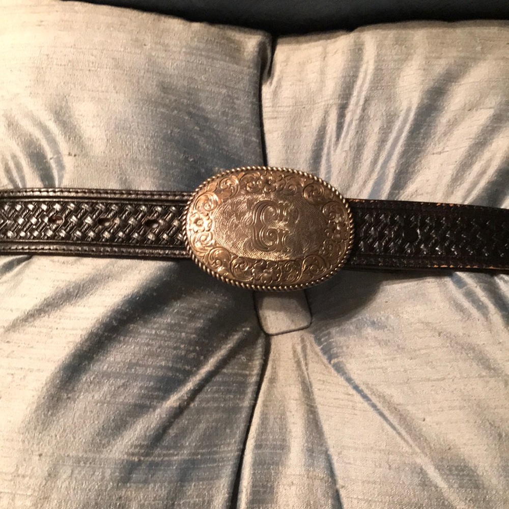 Men’s Belt with Sterling Silver in 22K Buckle